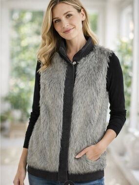 Elle Charcoal Faux Fur Vest